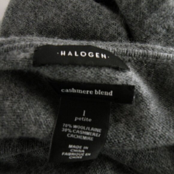HALOGEN Sweater Women's Gray Cashmere Wool Pullover Tunic Cozy Soft L Petite - Picture 5 of 5